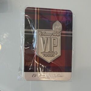Disney Plaid VIP Tours Card with Silver Badge